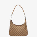 Gucci Brown And Beige Monogram Canvas And Leather Shoulder Hobo Bag