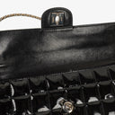 Chanel East West Chocolate Bar Flap Bag Bi-Color Quilted Patent Leather and Silver-Tone Hardware