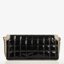 Chanel East West Chocolate Bar Flap Bag Bi-Color Quilted Patent Leather and Silver-Tone Hardware