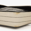Chanel East West Chocolate Bar Flap Bag Bi-Color Quilted Patent Leather and Silver-Tone Hardware