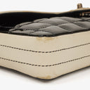 Chanel East West Chocolate Bar Flap Bag Bi-Color Quilted Patent Leather and Silver-Tone Hardware