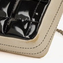 Chanel East West Chocolate Bar Flap Bag Bi-Color Quilted Patent Leather and Silver-Tone Hardware