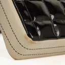 Chanel East West Chocolate Bar Flap Bag Bi-Color Quilted Patent Leather and Silver-Tone Hardware