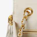 Chanel Small Tassel Flap Bag White Quilted Lambskin Bag