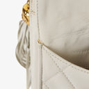 Chanel Small Tassel Flap Bag White Quilted Lambskin Bag