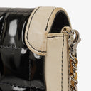 Chanel East West Chocolate Bar Flap Bag Bi-Color Quilted Patent Leather and Silver-Tone Hardware