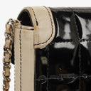 Chanel East West Chocolate Bar Flap Bag Bi-Color Quilted Patent Leather and Silver-Tone Hardware