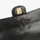 Chanel Camellia Perforated Black Patent Leather Flap Bag