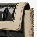 Chanel East West Chocolate Bar Flap Bag Bi-Color Quilted Patent Leather and Silver-Tone Hardware