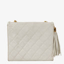 Chanel Small Tassel Flap Bag White Quilted Lambskin Bag