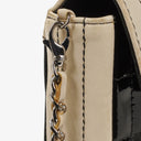 Chanel East West Chocolate Bar Flap Bag Bi-Color Quilted Patent Leather and Silver-Tone Hardware