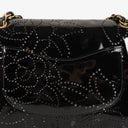Chanel Camellia Perforated Black Patent Leather Flap Bag