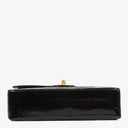 Chanel Camellia Perforated Black Patent Leather Flap Bag