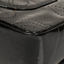 Chanel Camellia Perforated Black Patent Leather Flap Bag