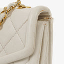 Chanel Small Tassel Flap Bag White Quilted Lambskin Bag