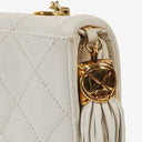 Chanel Small Tassel Flap Bag White Quilted Lambskin Bag