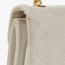 Chanel Small Tassel Flap Bag White Quilted Lambskin Bag