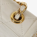 Chanel Small Tassel Flap Bag White Quilted Lambskin Bag