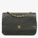 Chanel Diagonal Medium Classic Black Quilted Lambskin Single Flap Bag With 24K Gold-Plated Hardware