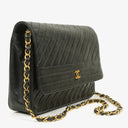 Chanel Diagonal Medium Classic Black Quilted Lambskin Single Flap Bag With 24K Gold-Plated Hardware