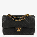 Chanel Vintage Medium Classic Double Flap Bag Black Quilted Leather 24K Gold-Plated Hardware