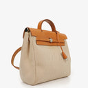 Hermes Herbag PM Vache Hunter Criss Viking Ecru Beige Naturel 2 Way Backpack With Palladium Hardware