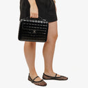 Chanel Chocolate Bar Briefcase Black Patent Leather With Silver Tone Hardware