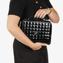 Chanel Chocolate Bar Briefcase Black Patent Leather With Silver Tone Hardware