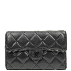 Chanel Card Holder Wallet So Black Lambskin Quilted Flap