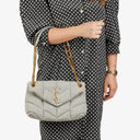 Yves Saint Laurent Grey Quilted Jersey Puffer Loulou Bag