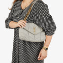 Yves Saint Laurent Grey Quilted Jersey Puffer Loulou Bag