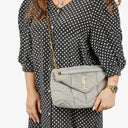 Yves Saint Laurent Grey Quilted Jersey Puffer Loulou Bag