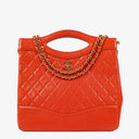 Chanel Red Lambskin Quilted Small 31 Vintage Shopping Tote Bag