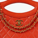 Chanel Red Lambskin Quilted Small 31 Vintage Shopping Tote Bag