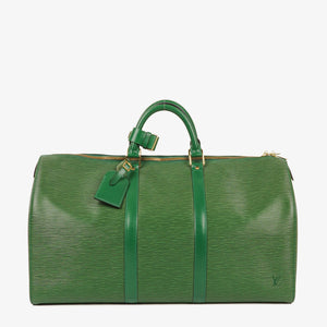 Louis Vuitton Keepall 50 Green EPI Leather Travel Bag