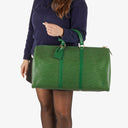 Louis Vuitton Keepall 50 Green EPI Leather Travel Bag