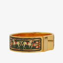 Hermes Green Equestrian Enamel and Gold Plated Loquet Bangle&nbsp;