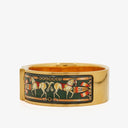 Hermes Green Equestrian Enamel and Gold Plated Loquet Bangle&nbsp;
