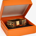 Hermes Green Equestrian Enamel and Gold Plated Loquet Bangle&nbsp;