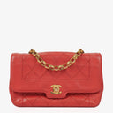 Chanel Vintage Diana Small Flap Bag Red Quilted Lambskin With 24K Gold-Plated Hardware