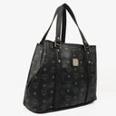 MCM Visetos Black Coated Canvas and Leather Tote Bag