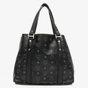 MCM Visetos Black Coated Canvas and Leather Tote Bag