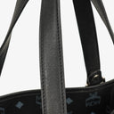 MCM Visetos Black Coated Canvas and Leather Tote Bag