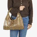 Gucci GG Crystal Canvas Jackie Bardot Shoulder Bag