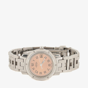 Hermes Clipper Quartz Watch Silver-Tone Stainless Steel