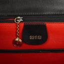 Gucci Convertible Bamboo Top Handle Black Leather Bag