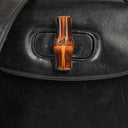 Gucci Convertible Bamboo Top Handle Black Leather Bag