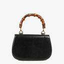 Gucci Convertible Bamboo Top Handle Black Leather Bag