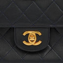 Chanel Medium Double Flap Bag Navy Quilted Lambskin With 24K Gold-Plated Hardware And Mademoiselle Chain