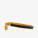 Hermes Black Lizard and Gold Plated Kelly H Lock Cadena Charm Bracelet